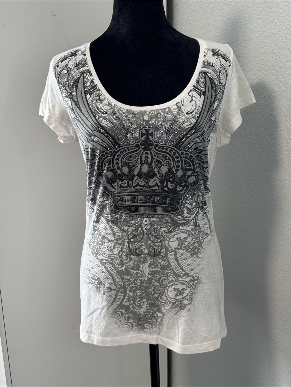 Ransom White Short Sleeve Tee with Black Crown Graphic